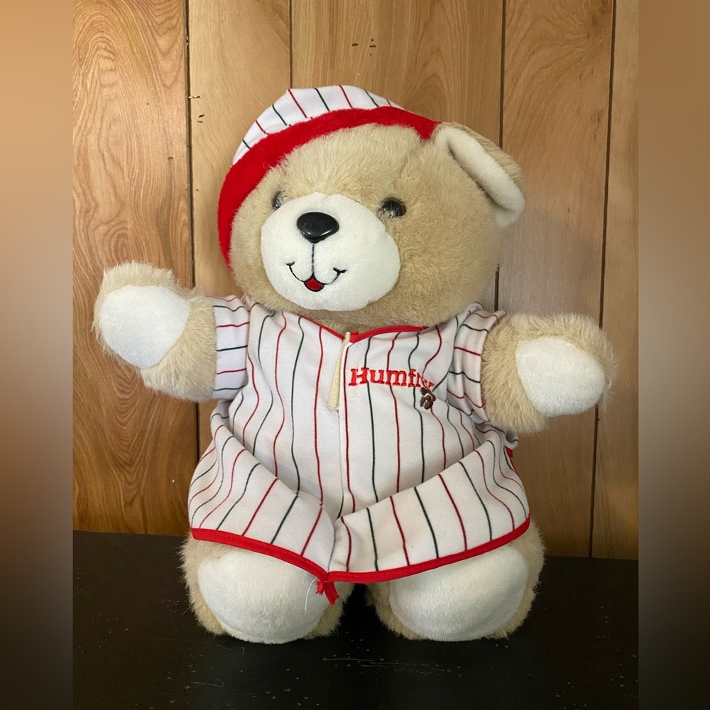 Humfrey Teddy Bear 19 in Plush Striped Night Gown Cap Christmas